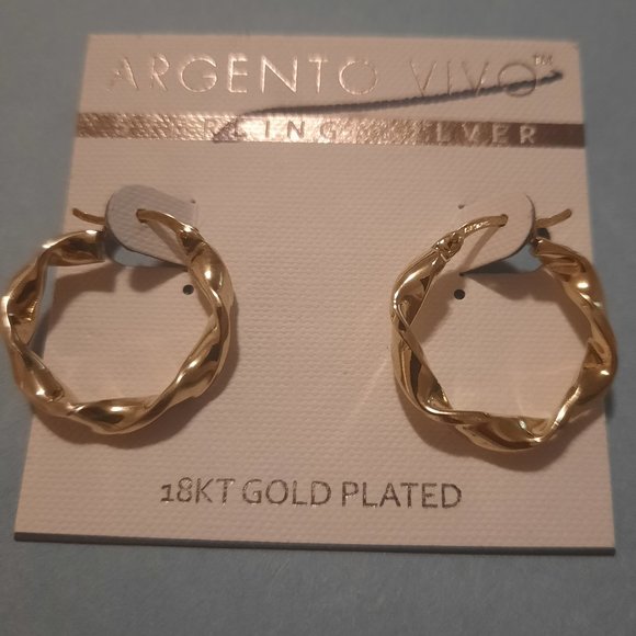 Argento Vivo 18k plated silver twisted hoop earrings - Picture 1 of 3
